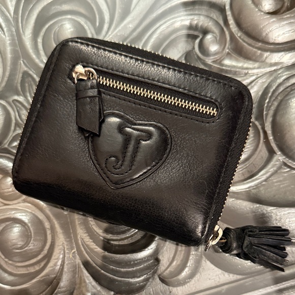 Vintage Juicy Couture Black 100% Cowhide Leather Women's Wallet - Picture 4 of 12
